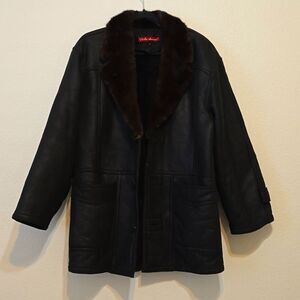 Pelle Duomo Italian fur leather suede heavy coat size 95